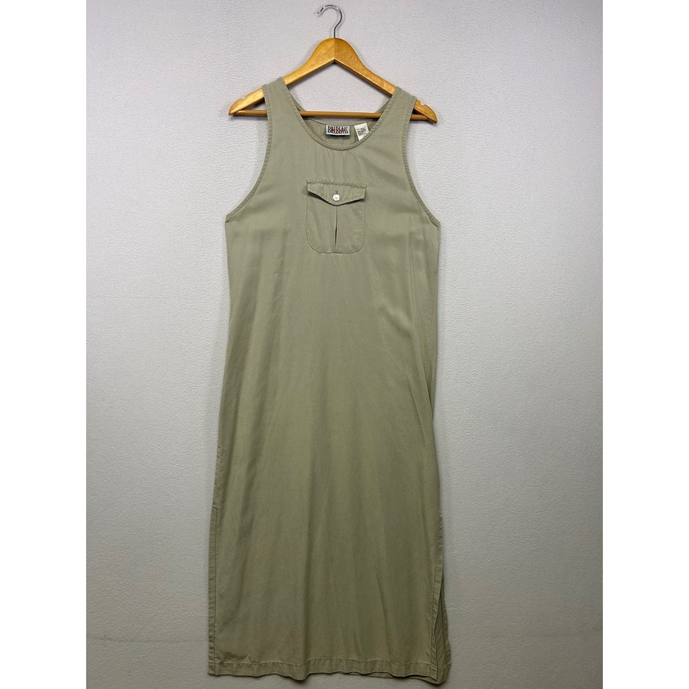 Vintage 90s Bill Blass Jeans Womens Small Sage Green Tencel Lyocell Maxi Dress